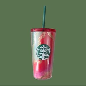 Starbucks Suction Lid Red/Green Holiday Cup